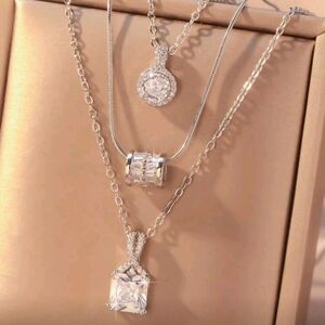 Layers necklace sterling silver necklace pendants layers gift box